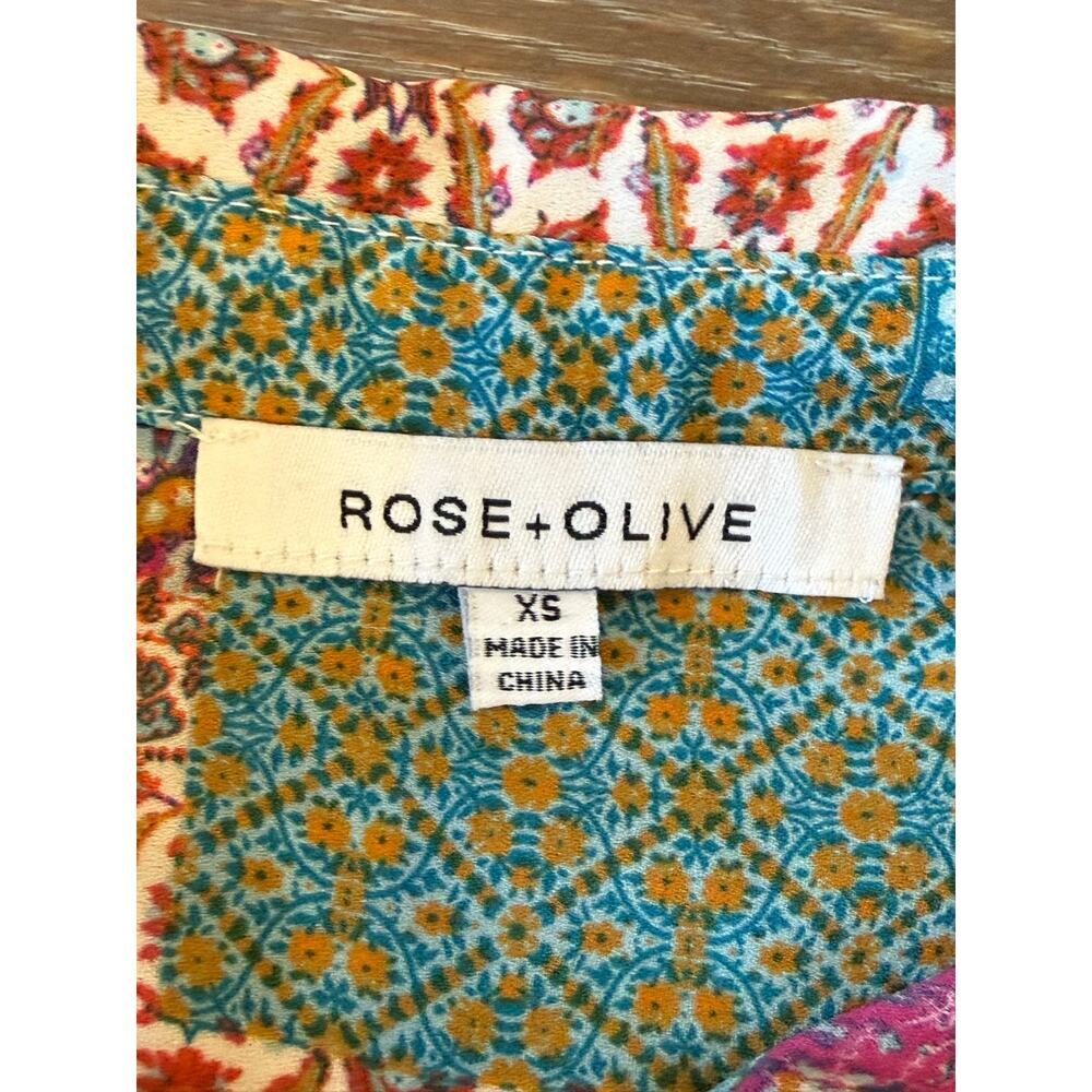 ROSE + OLIVE Casual Sleeveless button down Botanical Print Shirt Top Blouse XS - Picture 5 of 8